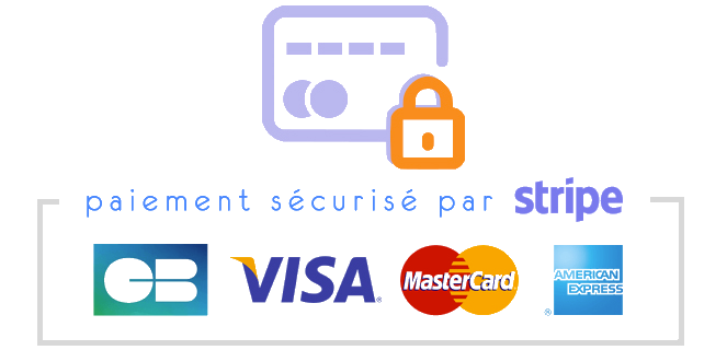 Logo paiement sécurisé par Stripe (CB, VISA, MasterCard, American Express)